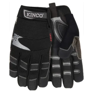 Kinco Gloves Synthetic Black Leather w/Pullstrap