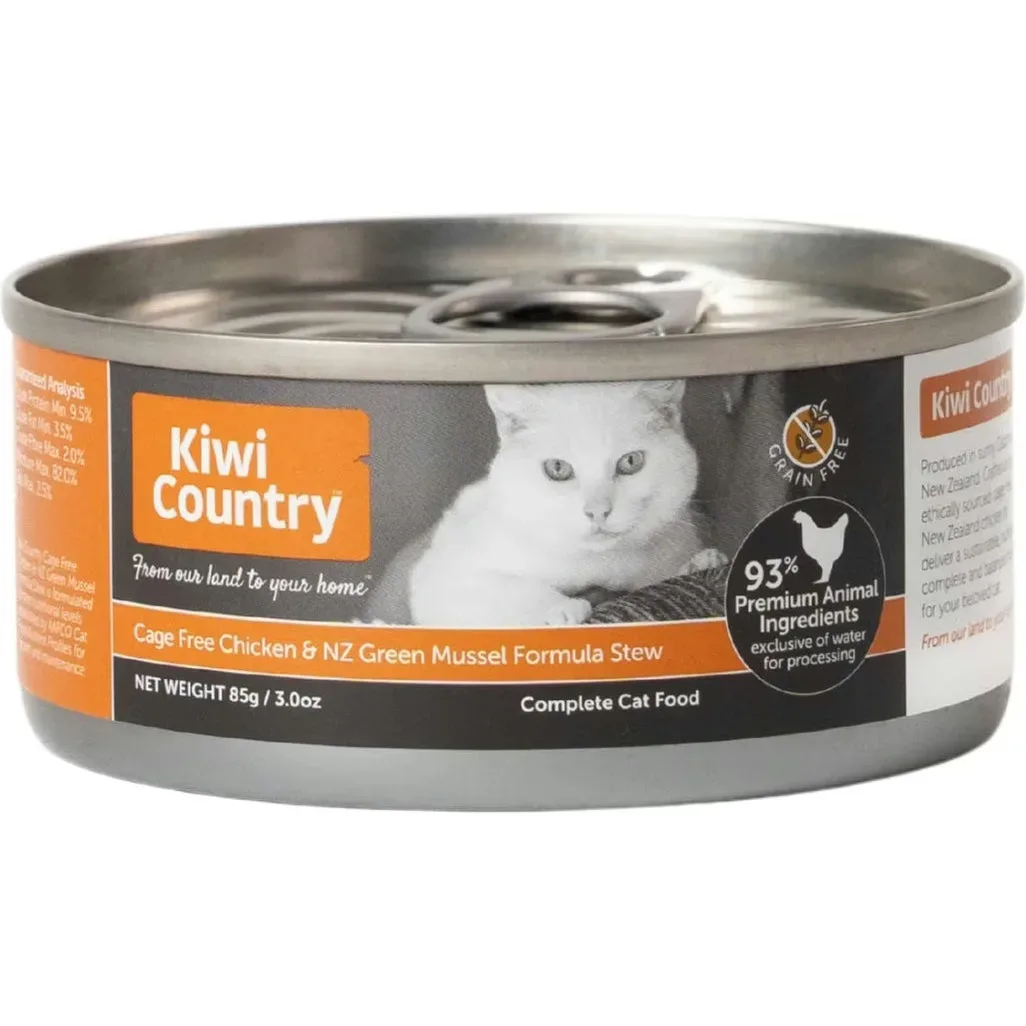 Kiwi Country Chicken & NZ Green Mussel Wet Cat Food 24ea/3 oz