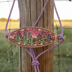 Kk Leathers Pink Desert Sunrise Bronc Noseband Rope Halter