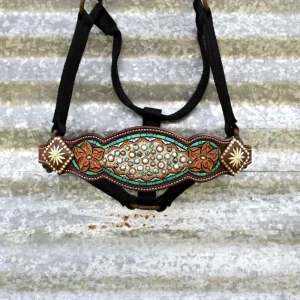 Kk Leathers Sunflower Zuni Arrowhead Crystal Bronc Noseband Nylon Halter