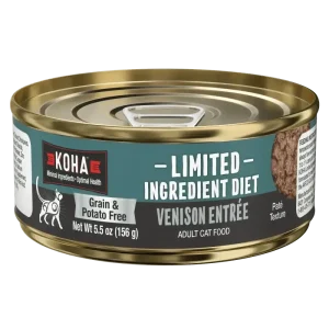 Koha Grain Free Venison Cat Food 5.5oz Case of 24 - Limited Ingredient Paté Wet Food