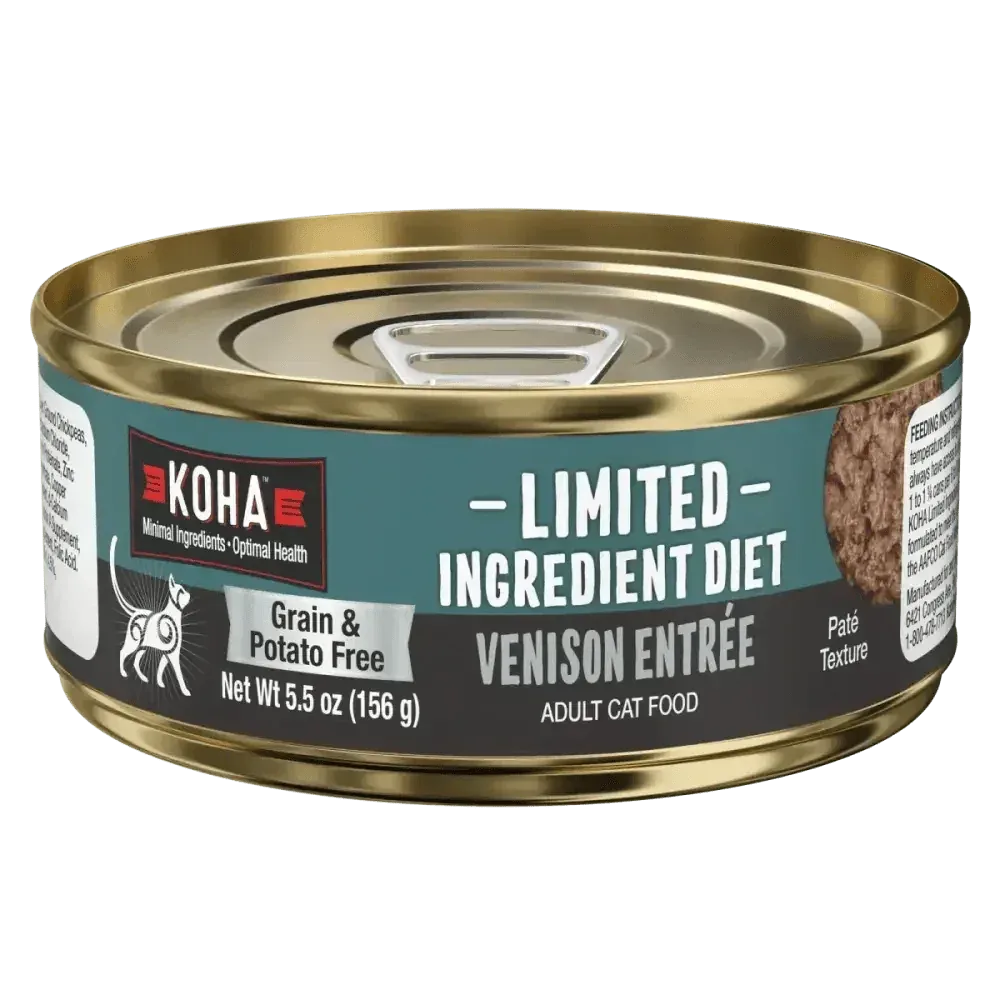 Koha Grain Free Venison Cat Food 5.5oz Case of 24 - Limited Ingredient Paté Wet Food