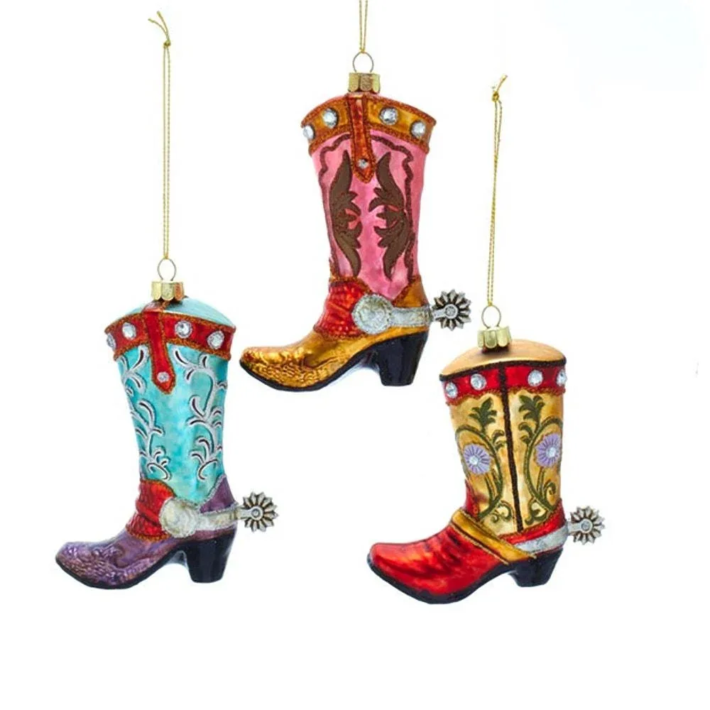 Kurt S. Adler Noble GemCowboy Boot Ornament 3 Assorted
