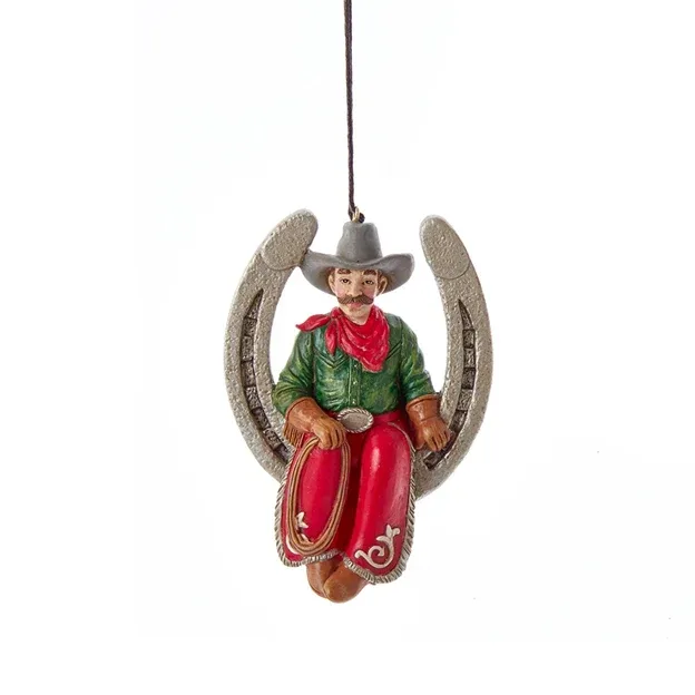 Kurt S. Adler Weern Horoe with Cowboy Ornament - Image 2