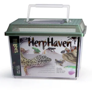 Lee's Aquarium & Pet Products HerpHaven Carrier for Reptiles & Amphibians, Black, 9.12 in x 6.62 in, Small
