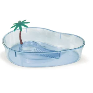 Lee's Aquarium & Pet Products Kidney Shape Turtle Lagoon with Plant, Clear, 14 in