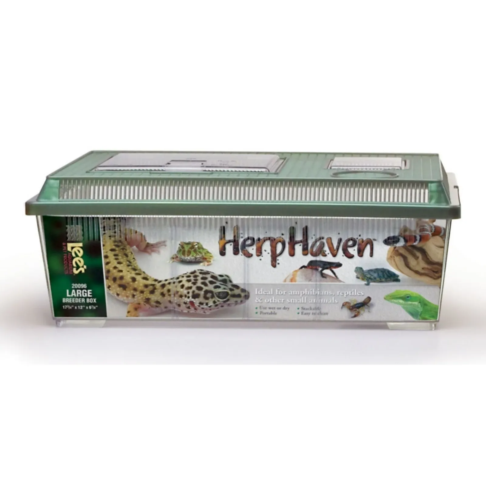 Lee's HerpHaven Breeder Box for Reptiles and Amphibians, Large, Green