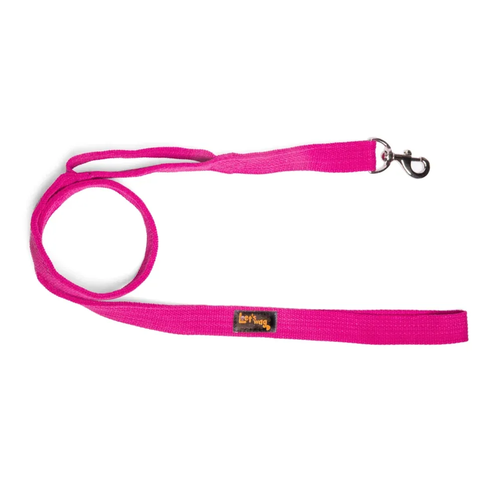 Let's Wag Double Handle Fabric Leash for Dogs (Pink)
