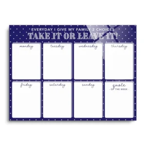 Life Track Navy Polka Dot Weekly Menu