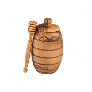 Lipper Martin And Associates Olive Wood Honey Pot with Spoon