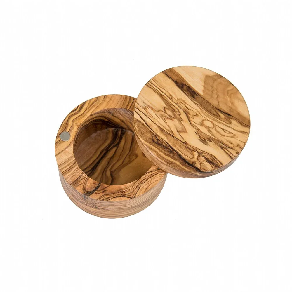 Lipper Martin And Associates Olive Wood Salt Box with Swivel Cover - Image 2