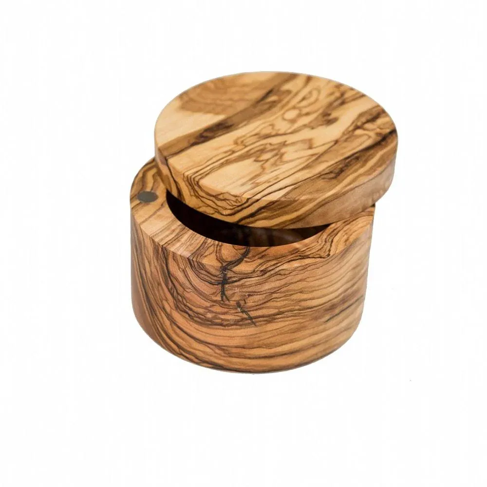 Lipper Martin And Associates Olive Wood Salt Box with Swivel Cover