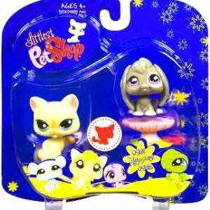 Littlest Pet Shop 2009 Assortment A Series 4 Cat & Bunny Figure 2-Pack #981 [Yellow, Pedestal]
