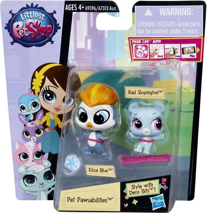 Littlest Pet Shop Pet Pawsabilities Eliza Blue & Rad Slopington Figure 2-Pack