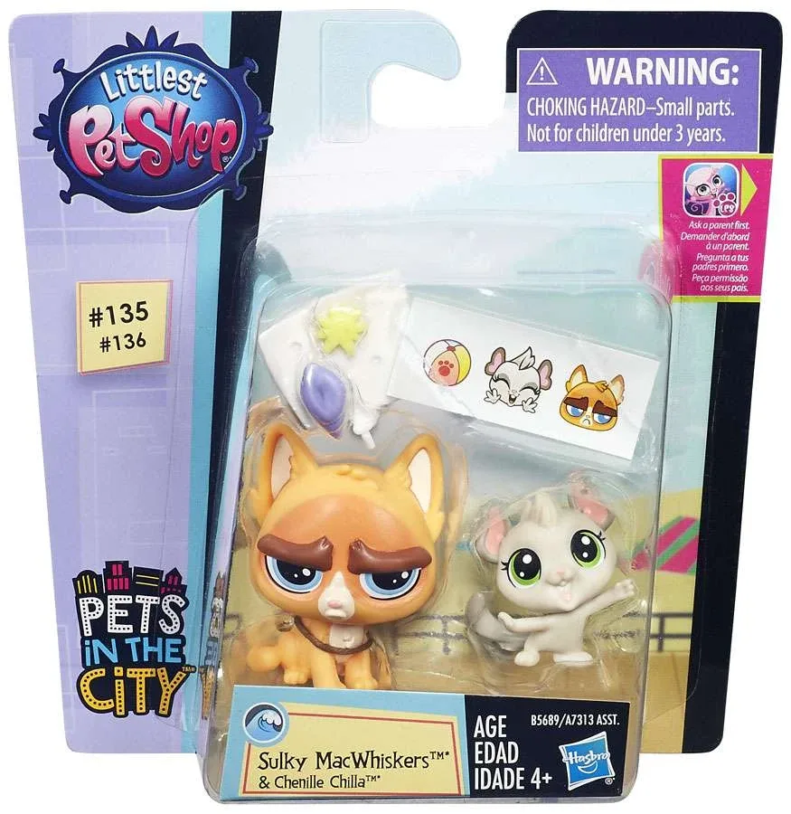 Littlest Pet Shop Pets in the City Sulky MacWhiskers & Chenille Chilla Figure 2-pack