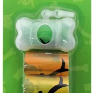 Lola Bean Bone Shape Dispenser & Waste P/U Bags (Lemon) - 60 Count