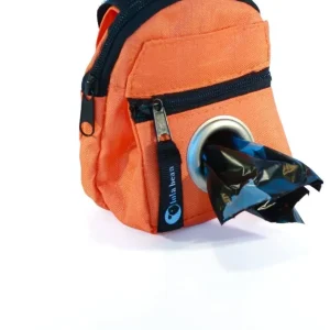 Lola Bean Orange Backpack Dispenser & P/U Pet Waste Bags Pooch
