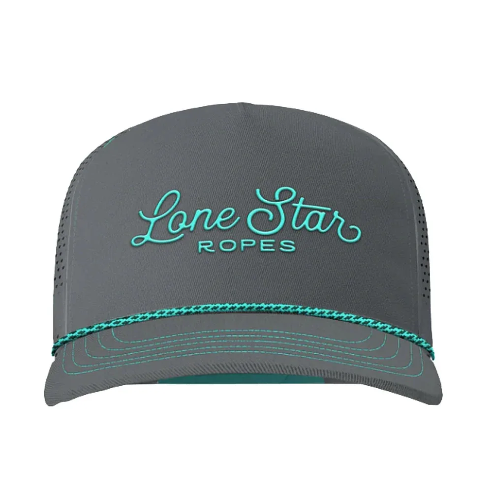 Lone Star Ropes Slate Grey and Turquoise Script Logo Cap