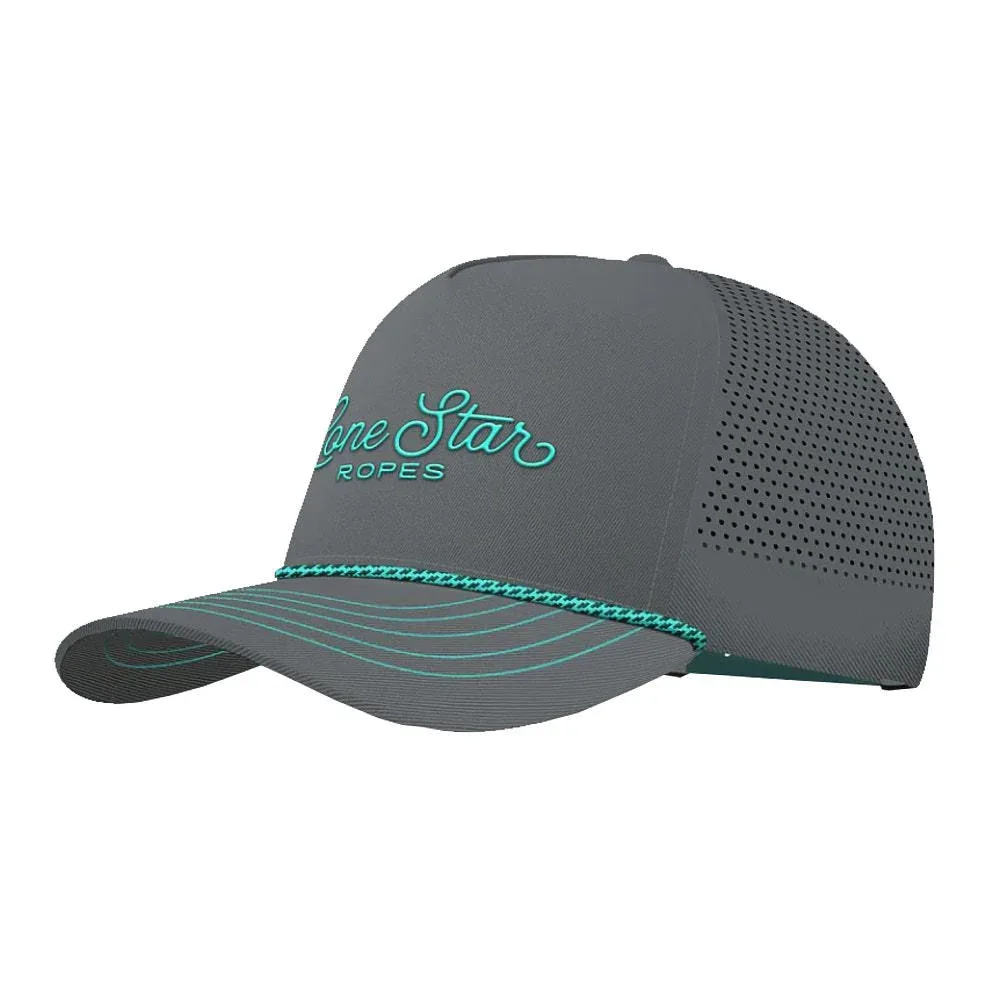 Lone Star Ropes Slate Grey and Turquoise Script Logo Cap - Image 2