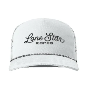 Lone Star Ropes White and Black Church Script Logo Cap
