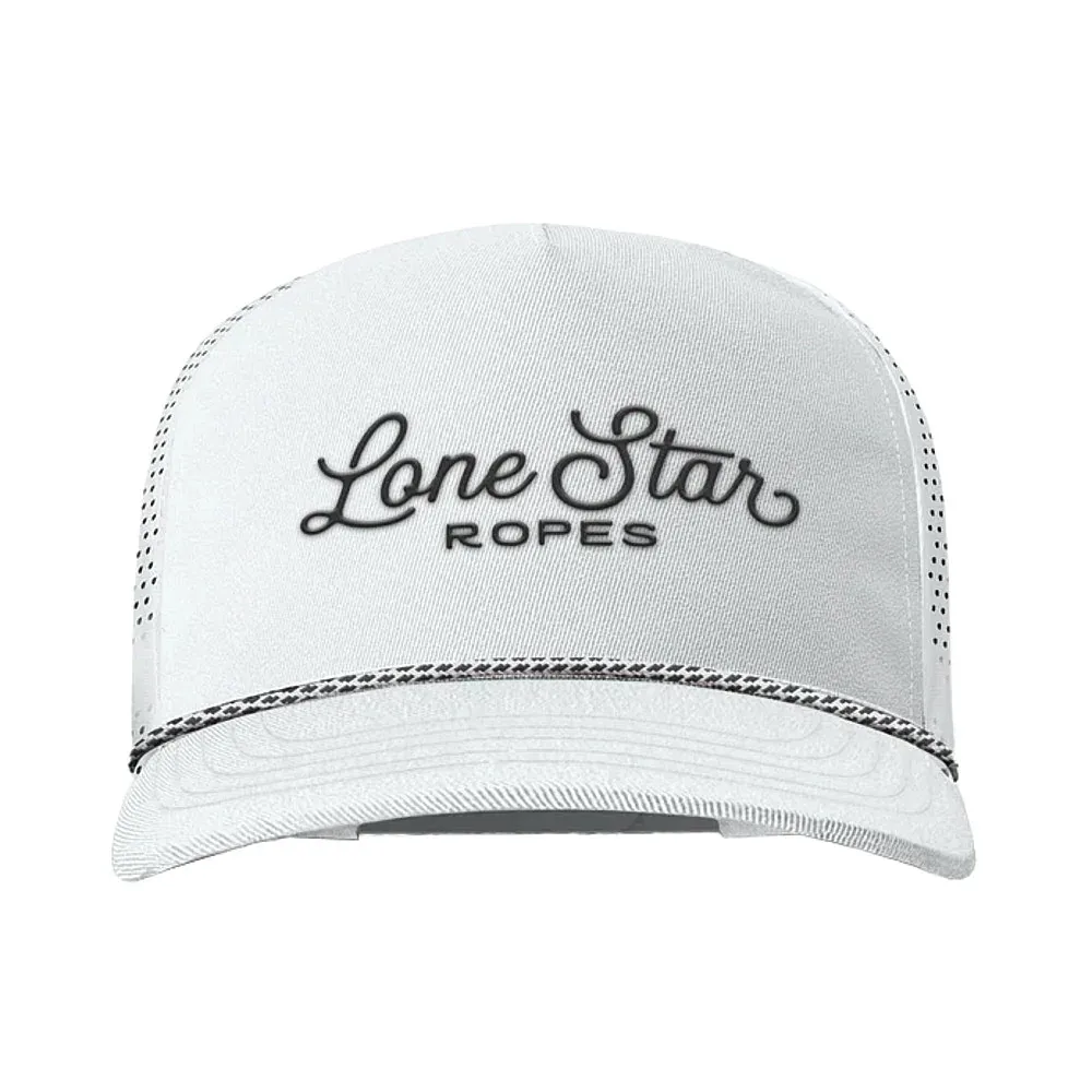 Lone Star Ropes White and Black Church Script Logo Cap