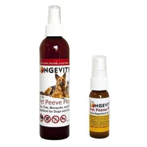 Longevity Pet Peeve Deet-Free Travel Size Bottle Pest Repellent for Dogs and Cats - 1 oz