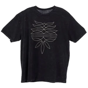 Lotus Fashion Womens Vintage Black Boot Stitch Tee