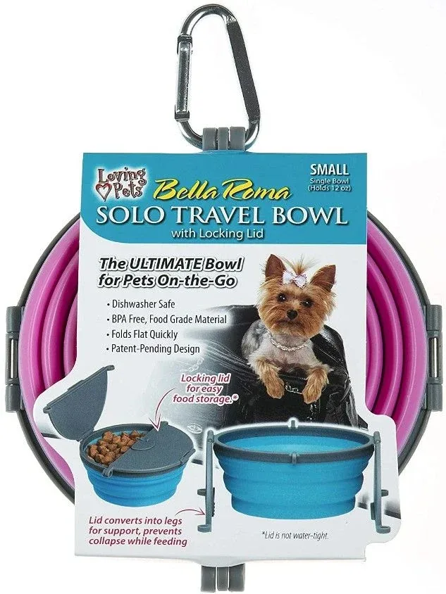 Loving Pets Bella Roma Pink Travel Bowl