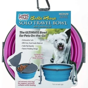 Loving Pets Bella Roma Pink Travel Bowl