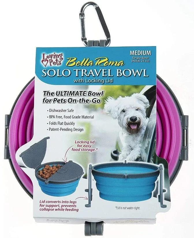 Loving Pets Bella Roma Pink Travel Bowl