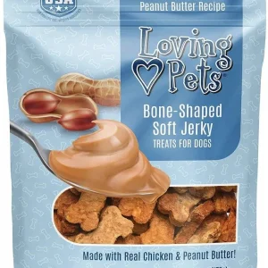 Loving Pets Bone-Shaped Soft Jerky Treats Peanut Butter