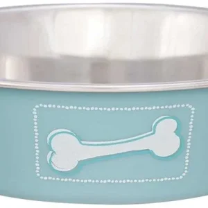 Loving Pets Stainless Steel & Coastal Blue Bella Bowl with Rubber Base