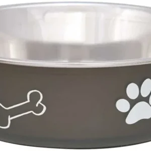 Loving Pets Stainless Steel & Espresso Dish with Rubber Base