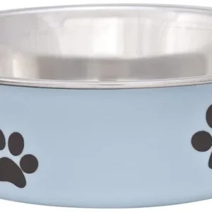 Loving Pets Stainless Steel & Light Blue Dish with Rubber Base
