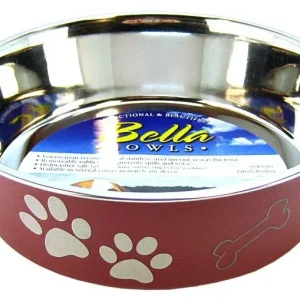 Loving Pets Stainless Steel & Merlot Dish with Rubber Base