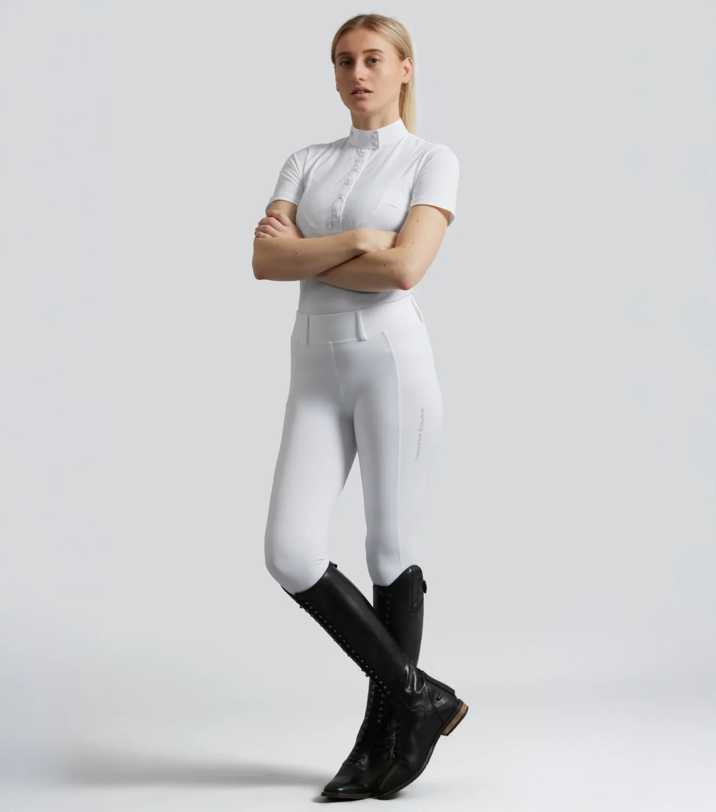 Luceo Womens Gel Knee Competition Riding Tights White