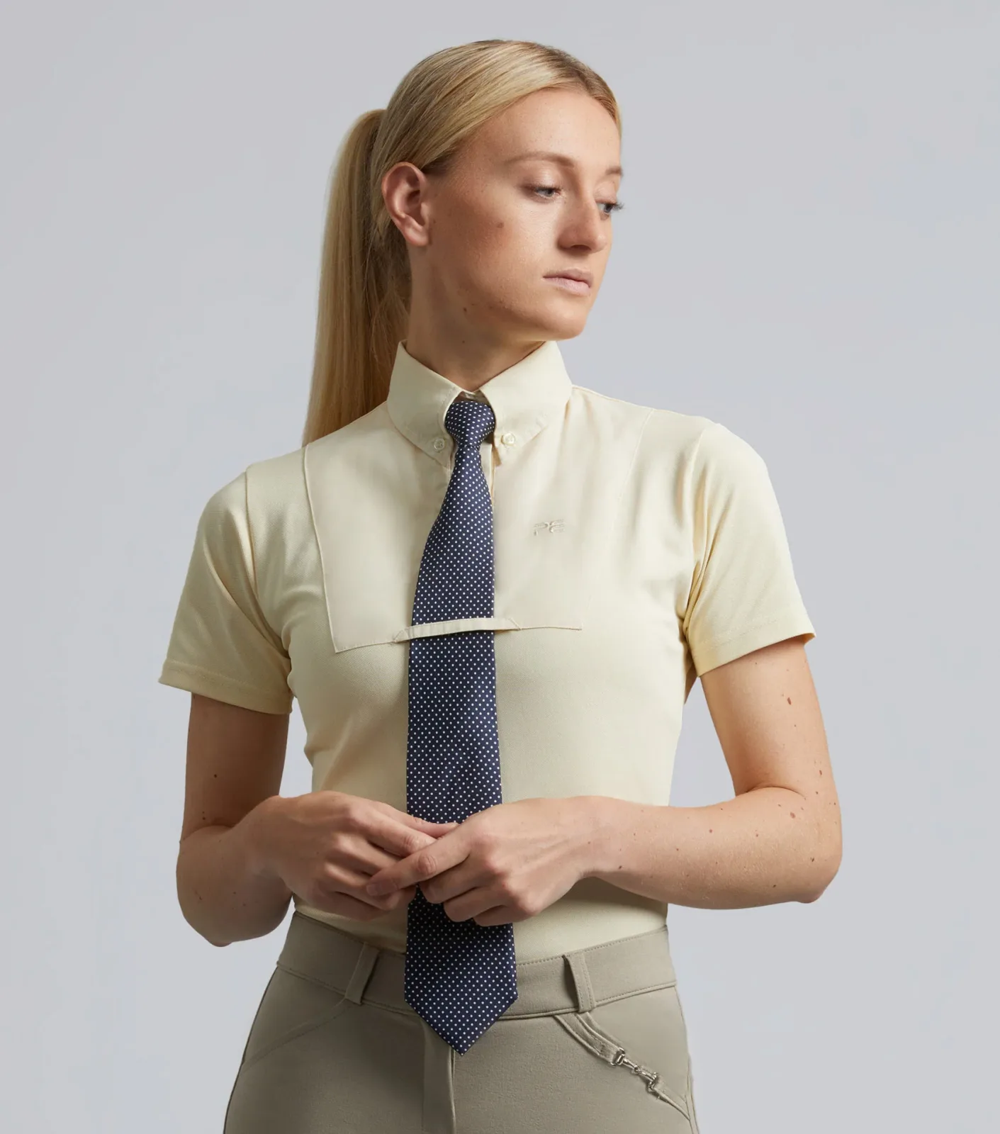 Luciana Ladies Short Sleeve Tie Shirt Vanilla
