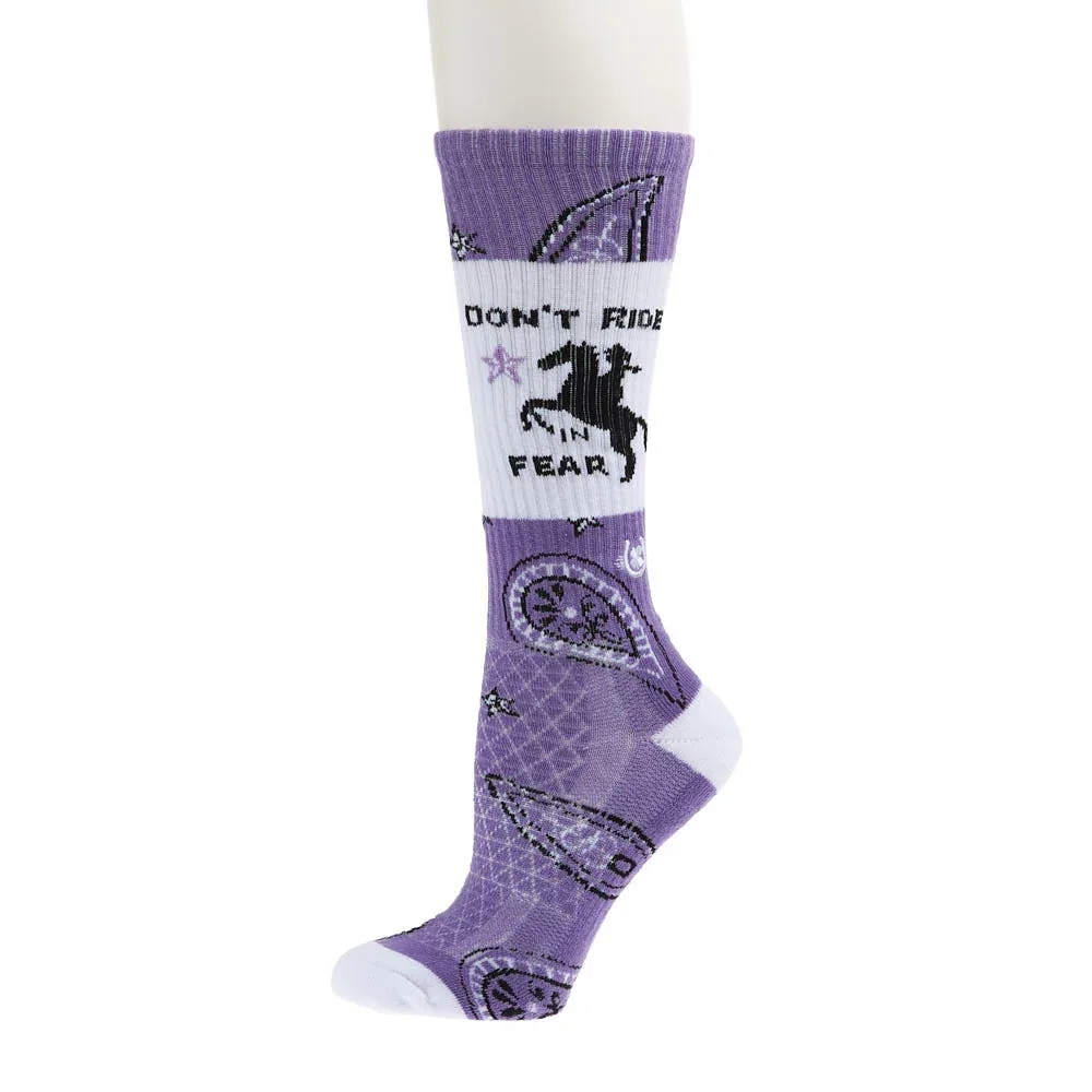 Lucky Chuck Don’t Ride in Fear Lavender Performance Socks - Image 2