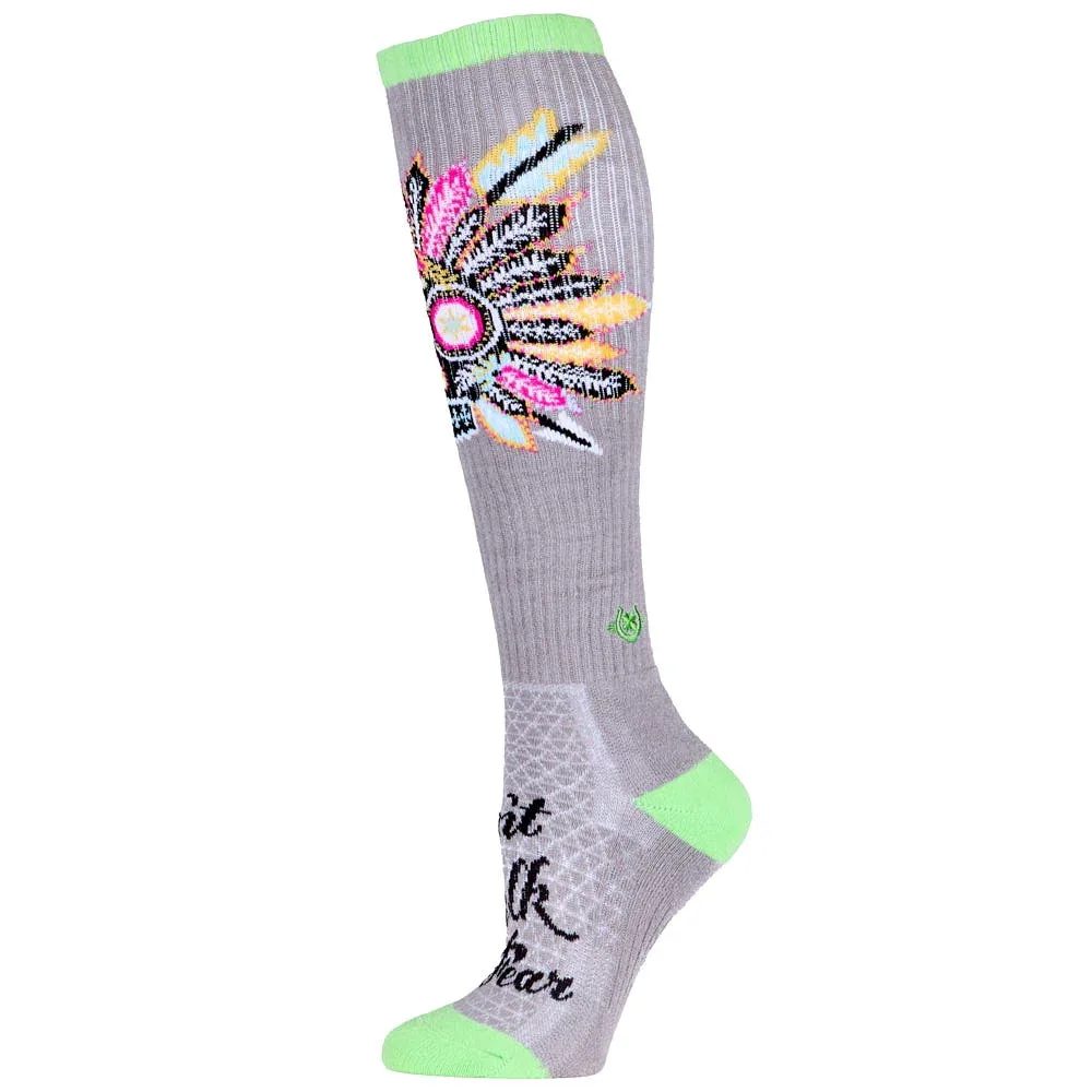 Lucky Chuck Don’t Walk In Fear Gray Performance Boot Socks - Image 2