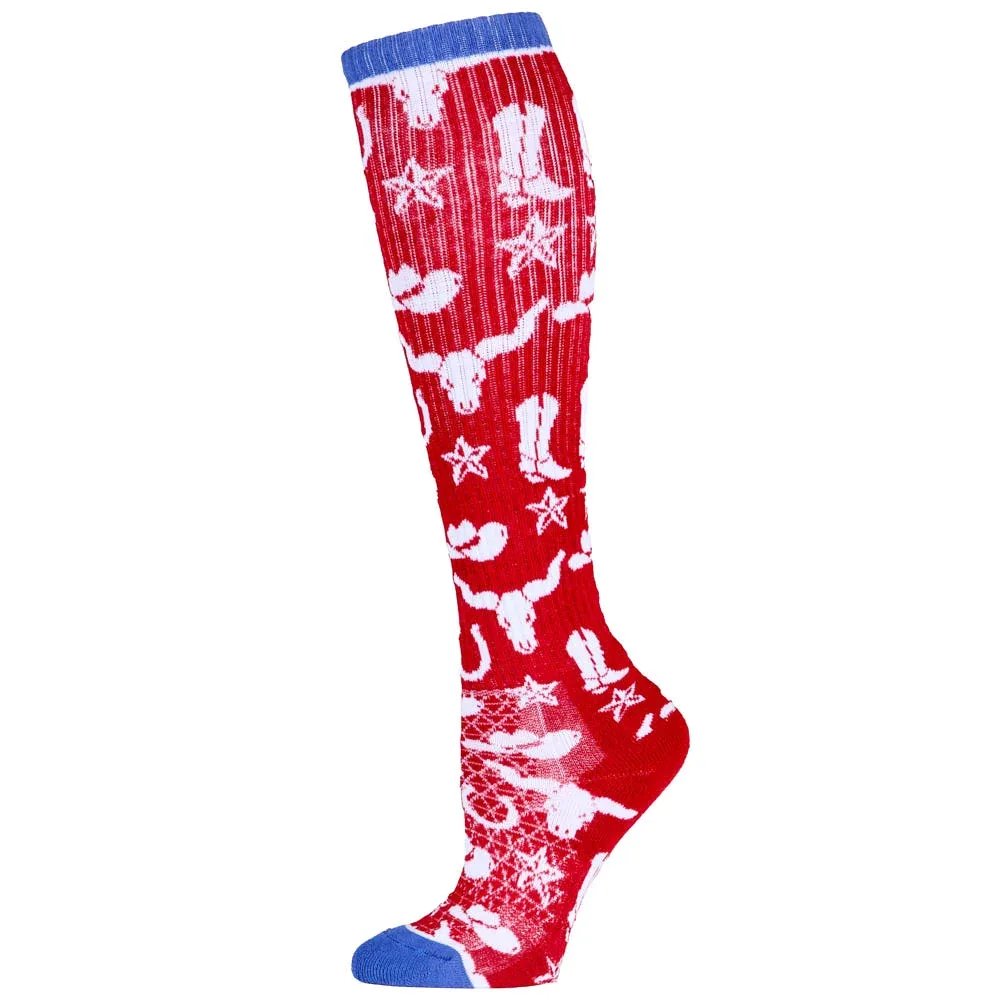 Lucky Chuck Get Western Red/Navy Performance Boot Socks - Image 2