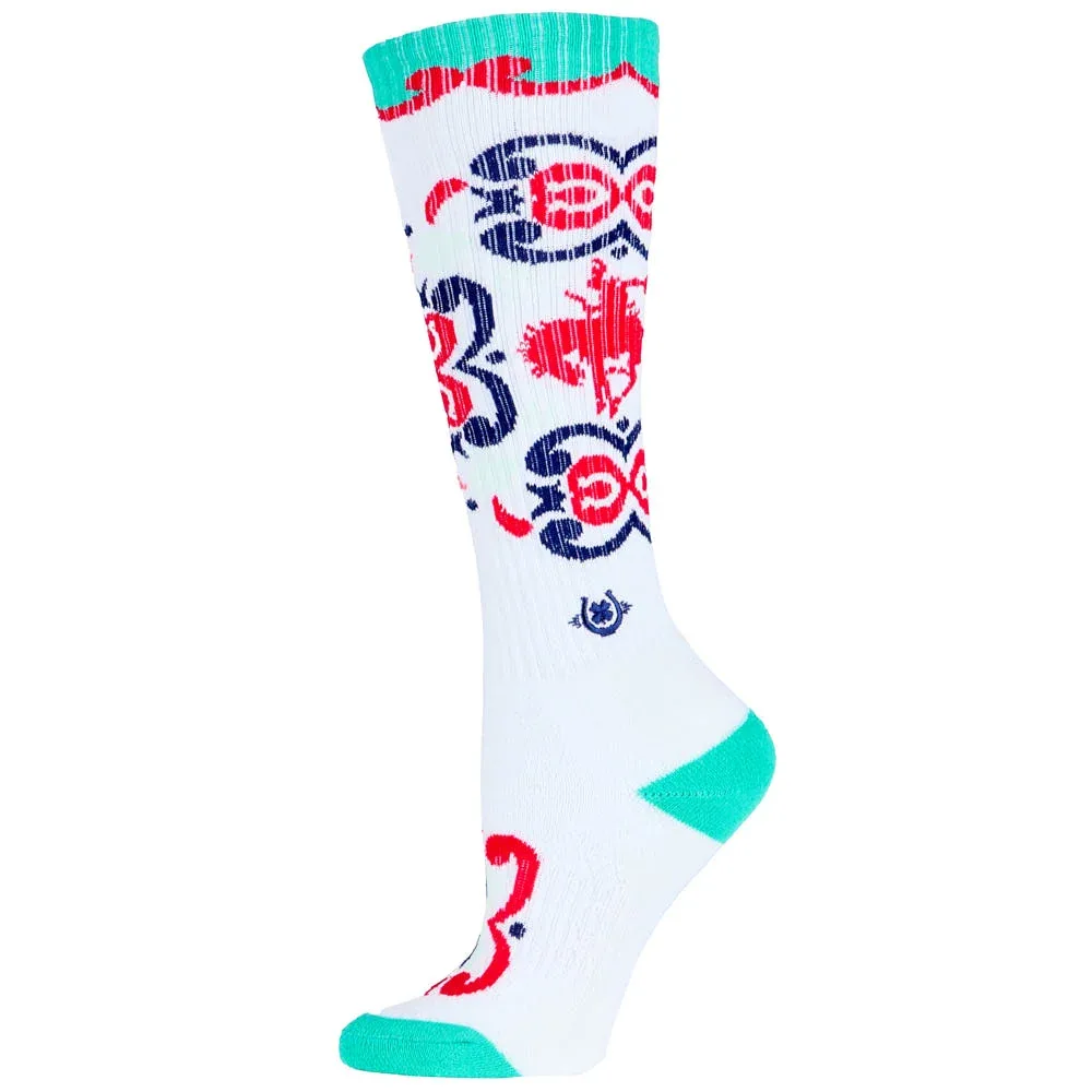 Lucky Chuck Ranch Glam Teal Performance Boot Socks - Image 2