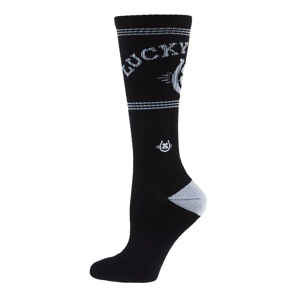 Lucky Chuck Retro Black and White Performance Crew Socks - Image 2