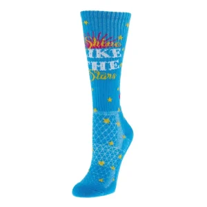 Lucky Chuck Turquoise Shine Like The Stars Performance Crew Socks