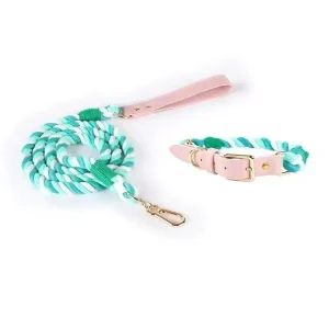 Luxe Royal Leather Rope Dog Leash and Dog Collar Set - Forest Love
