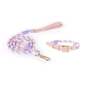 Luxe Royal Leather Rope Dog Leash and Dog Collar Set - Sweet Dream