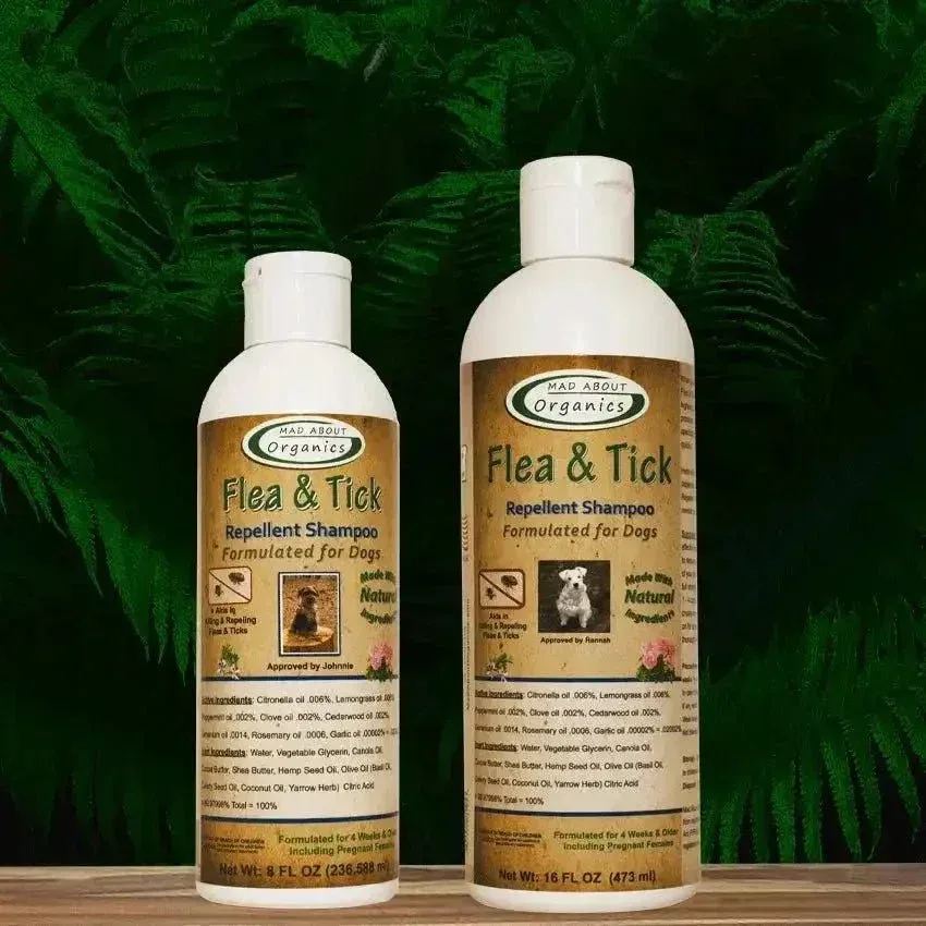 Mad About Organics Flea and Tick Shampoo for Dogs - Natural Repellent Solution