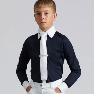 Mini Giulio Boy's Long Sleeve Show Shirt Navy