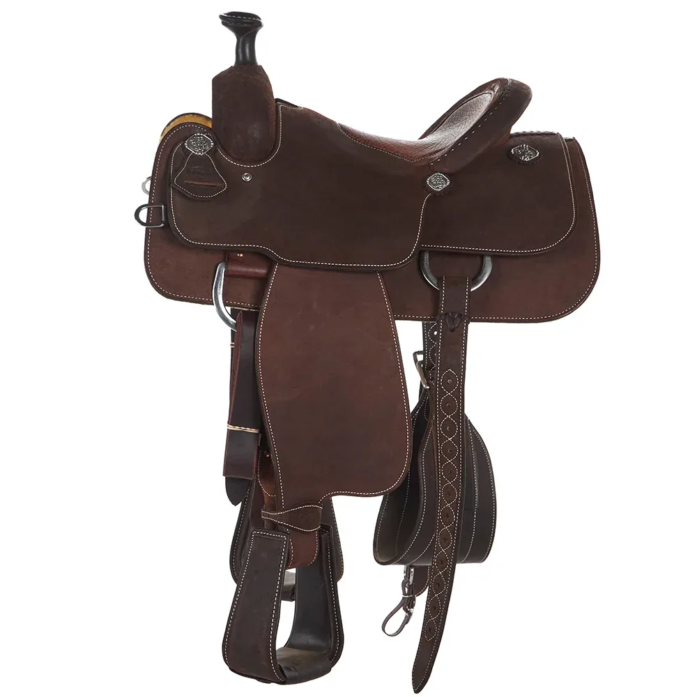 Martin Saddlery 14in Roughout Chocolate Team Roper with Inlaid Tan Bison Seat - Image 2