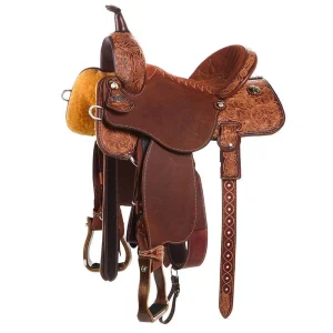 Martin Saddlery Natural 1/2 Desert Flower 13 1/2 Inch BTR Barrel Saddle