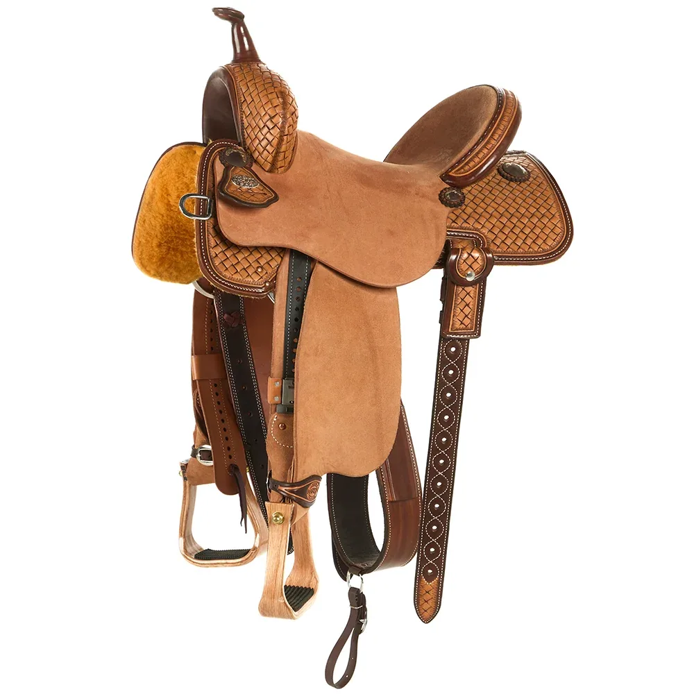 Martin Saddlery Natural 13.5in 1/2 Breed Coarse Weave BTR Barrel Saddle